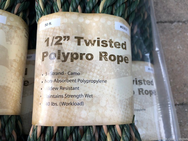 (10 TOTAL) SURVIVAL MILITARY GRADE 3 STRAND CAMO ROPE 1/2" TWISTED POLYPRO-img-3