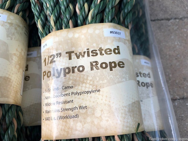 (10 TOTAL) SURVIVAL MILITARY GRADE 3 STRAND CAMO ROPE 1/2" TWISTED POLYPRO-img-5