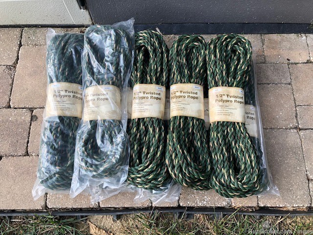 (10 TOTAL) SURVIVAL MILITARY GRADE 3 STRAND CAMO ROPE 1/2" TWISTED POLYPRO-img-0