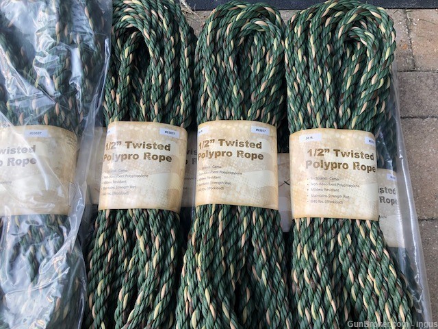 (10 TOTAL) SURVIVAL MILITARY GRADE 3 STRAND CAMO ROPE 1/2" TWISTED POLYPRO-img-2