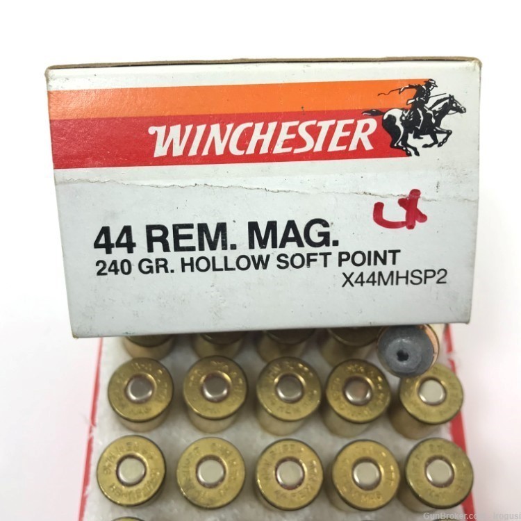 1988 Winchester .44 Rem Mag 240 Gr Hollow Soft Point FULL Vintage 1254-LX-img-1