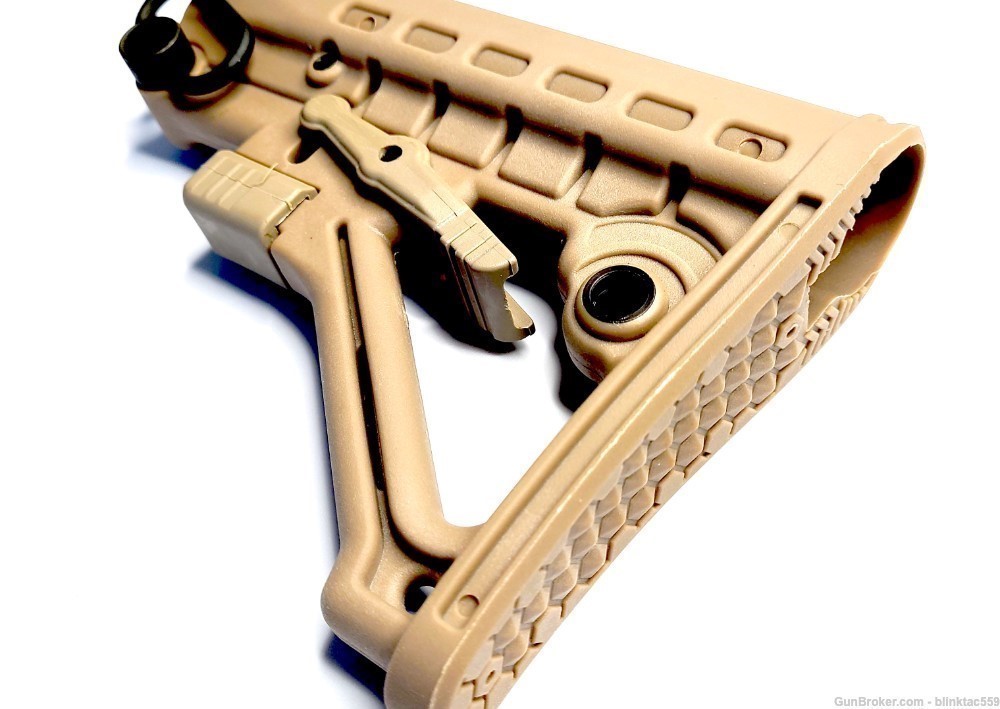 AR Stock Tan Mil-Spec Adjustable A-Frame Skeleton with QD-img-3