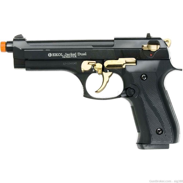 Beretta Jackal Full Automatic Front Firing Blank Gun - Black/Gold-img-0