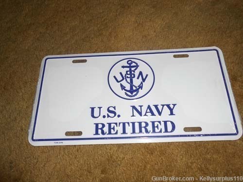  U.S. Navy Retired Tin License Plate-img-0