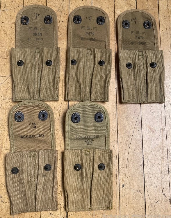 Colt 1911 Pistol WW1 Magazine Pouches, 1918 dated, Excellent to Mint-img-1