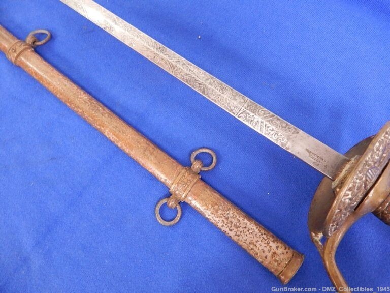 1870s-80s Reconstruction Era Staff & Field Officers Sword with Scabbard-img-6