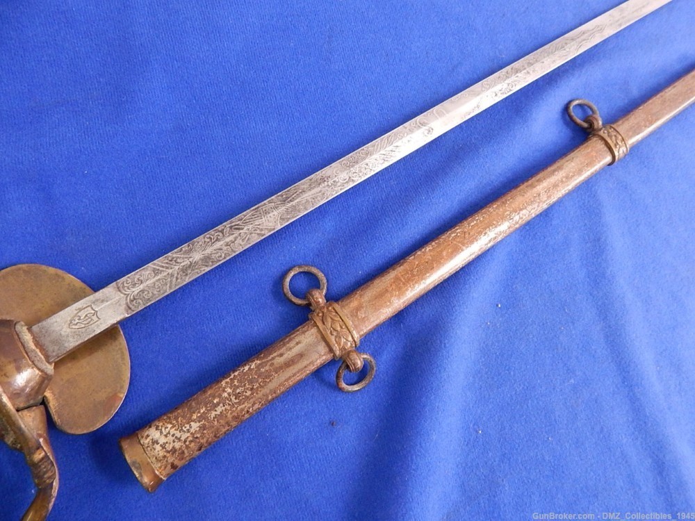 1870s-80s Reconstruction Era Staff & Field Officers Sword with Scabbard-img-0