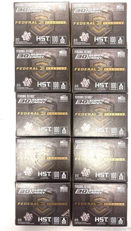 Federal Premium HST 30 Super Carry 100Gr JHP 200 rounds NO CC FEE P30HST1S -img-1