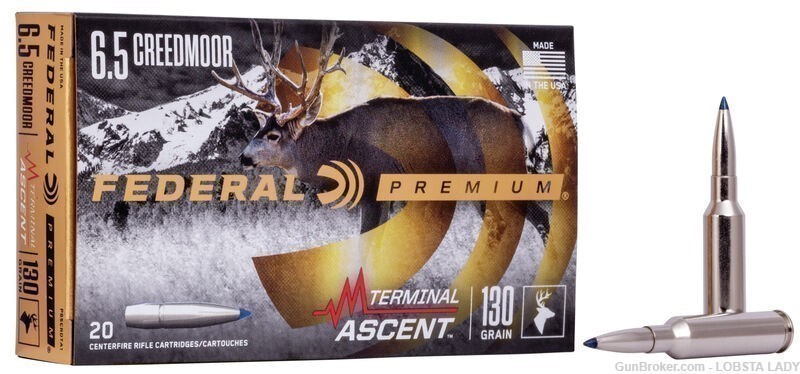 20 ROUNDS FEDERAL TERMINAL ASCENT 6.5 CREEDMOOR 130 gr 2800 FPS P65CRDTA1-img-0