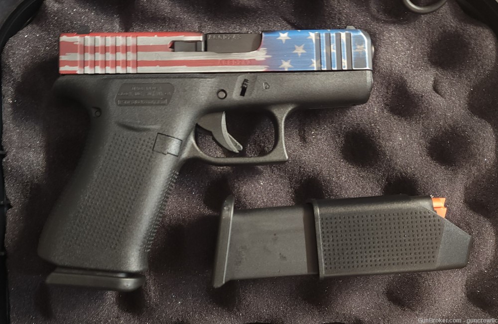Glock 43X G43X Red White Blue Distressed Cerakote 9mm G43-X Layaway-img-1
