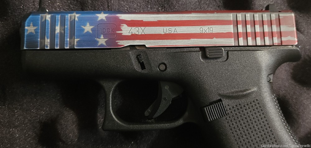 Glock 43X G43X Red White Blue Distressed Cerakote 9mm G43-X Layaway-img-4