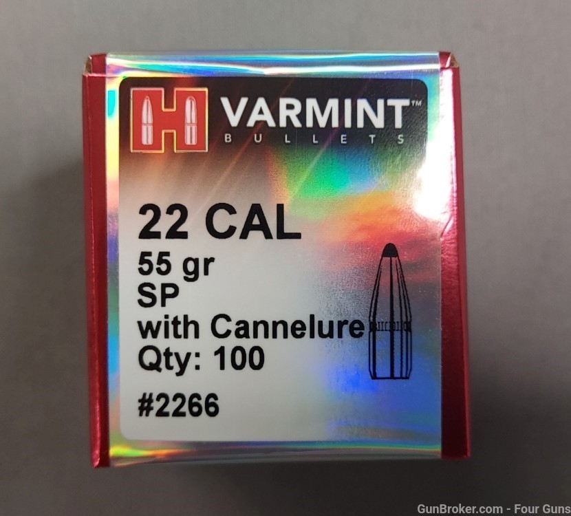 Hornady Bullets Varmint SP Cannelure 22 Caliber .224 55gr 100 Bullets 2266-img-1