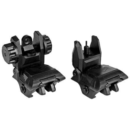 Polymer Picatinny Flip-up A Pair Front&Rear Combo Sights Dual Aperture BLK-img-2