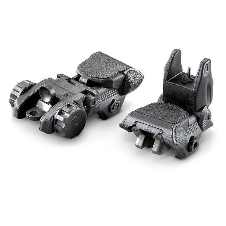 Polymer Picatinny Flip-up A Pair Front&Rear Combo Sights Dual Aperture BLK-img-0