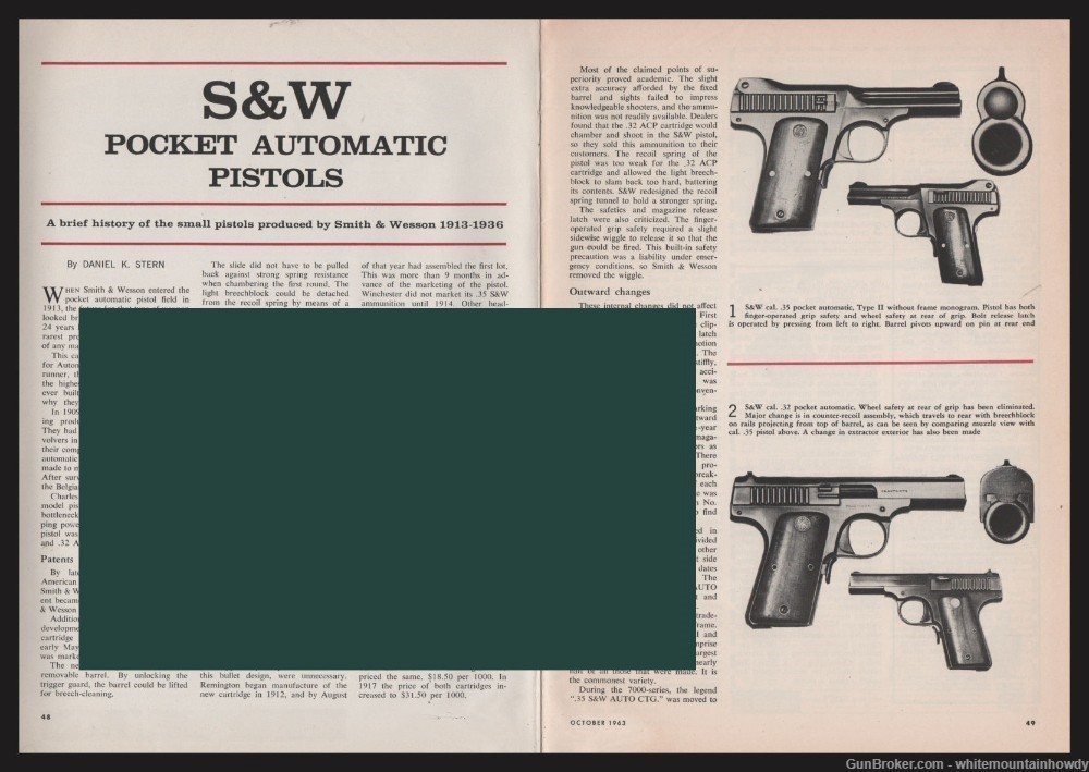 1963 SMITH & WESSON Pocket Automatic Pistols 3-page Article-img-0