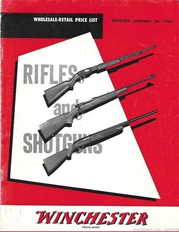 Original 1955 Winchester Rifle Shotguns Wholesale Retail Price List Catalog-img-0
