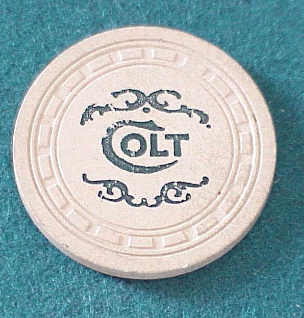 Colt Firearms Factory 1920's Clay Poker Chip-img-0