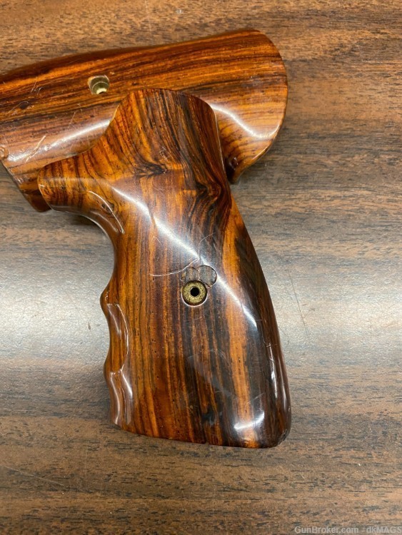 Laminated Wood square butt revolver grips w/ screw unknown fitment-img-1