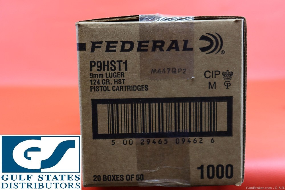 Trade-Ammo Federal 9MM 124gr HST HP DUTY- 1000-RDS UNOPENED P9HST1-img-0