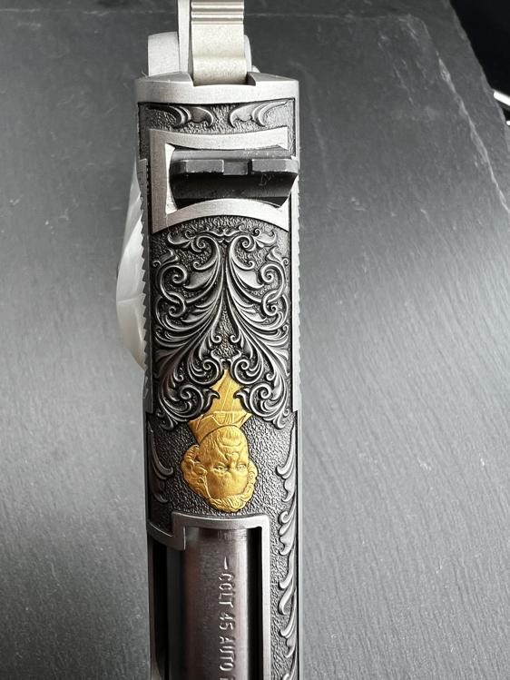 Colt 1911 .45 ACP Engraved Scroll Rampant Colt Gold Plated by Altamont-img-3