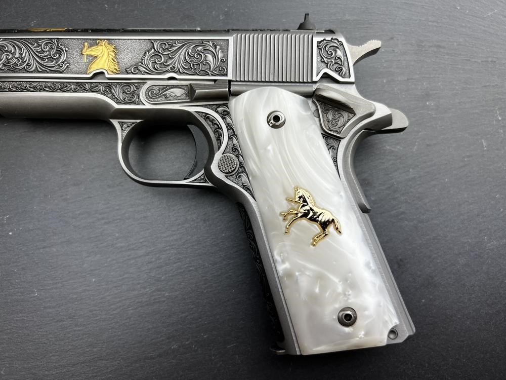 Colt 1911 .45 ACP Engraved Scroll Rampant Colt Gold Plated by Altamont-img-10