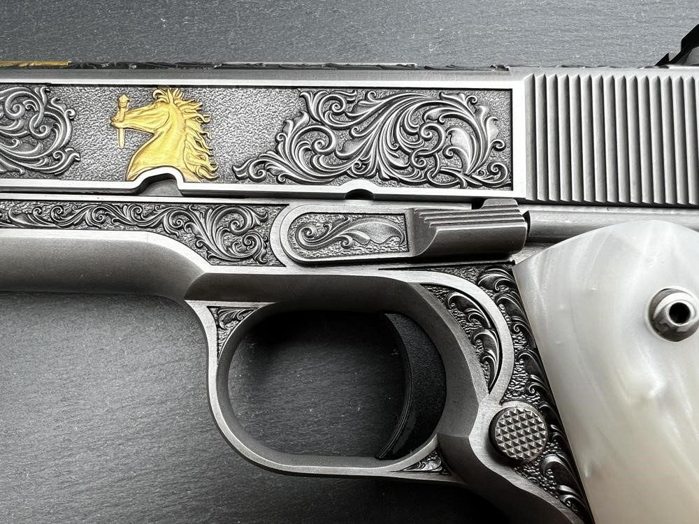 Colt 1911 .45 ACP Engraved Scroll Rampant Colt Gold Plated by Altamont-img-8