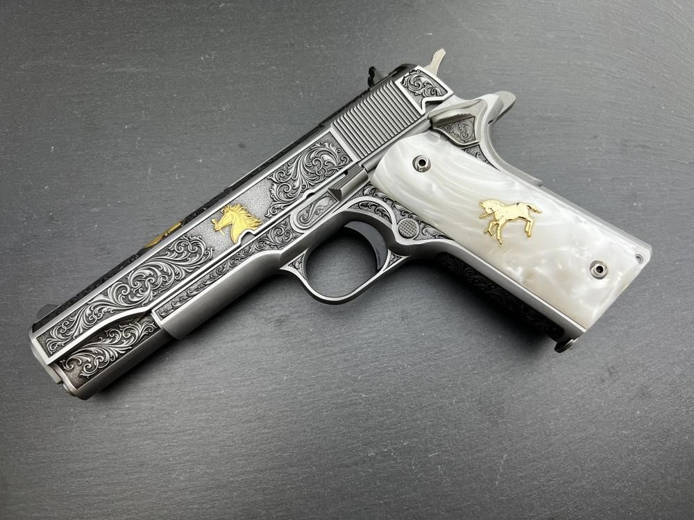 Colt 1911 .45 ACP Engraved Scroll Rampant Colt Gold Plated by Altamont-img-17