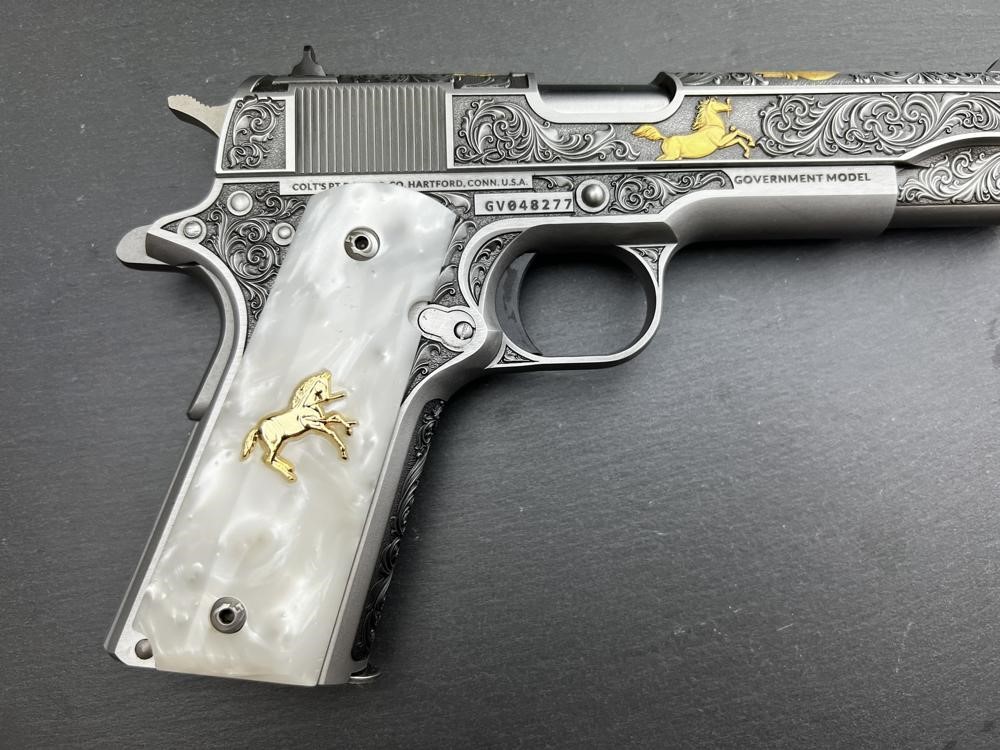 Colt 1911 .45 ACP Engraved Scroll Rampant Colt Gold Plated by Altamont-img-15