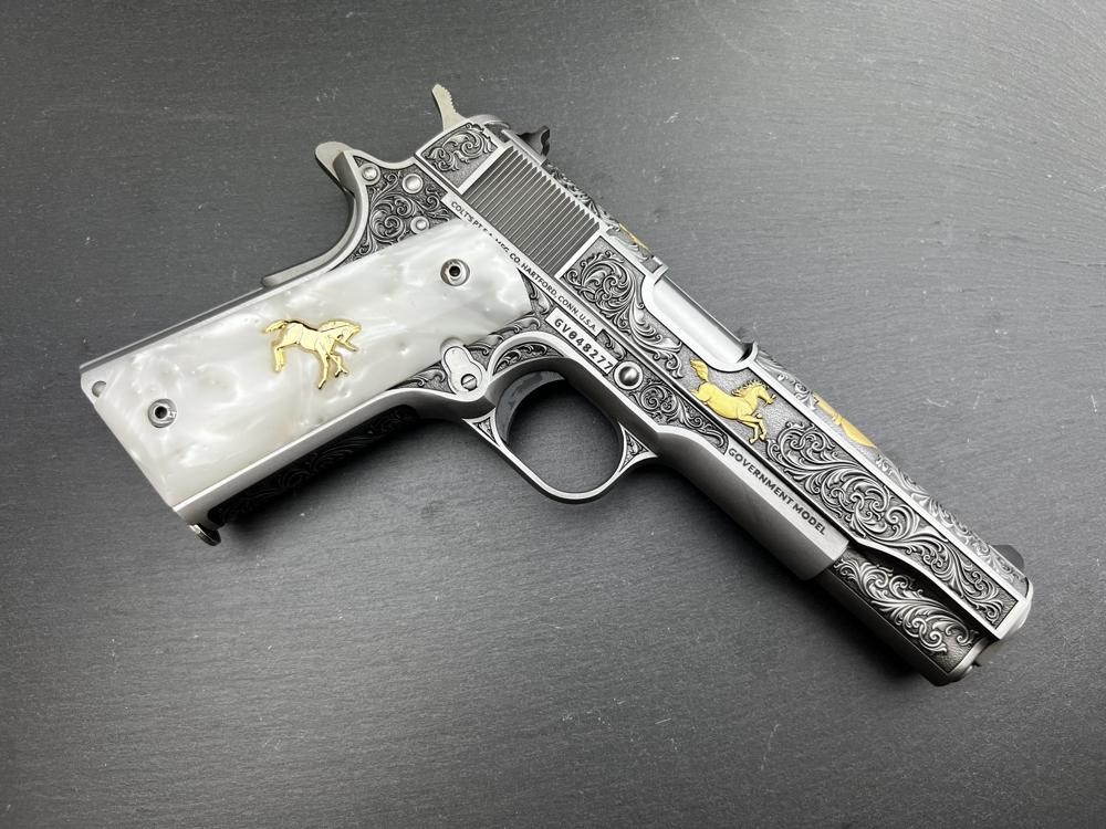 Colt 1911 .45 ACP Engraved Scroll Rampant Colt Gold Plated by Altamont-img-16