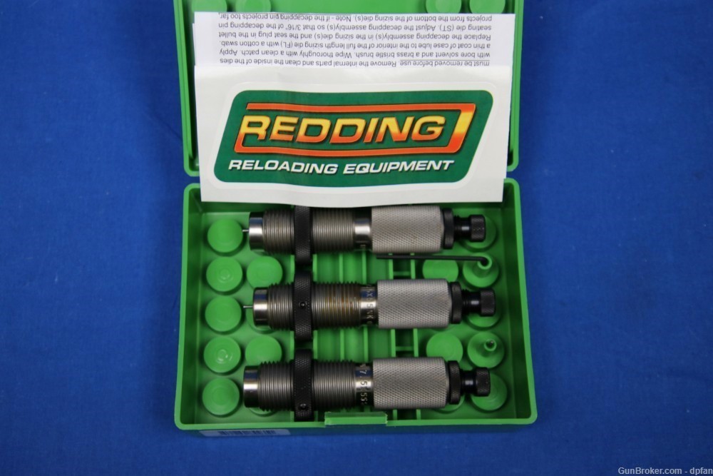 Redding 7.5mm x 55 Schmidt-Rubin Deluxe 3 Die Set For Bottleneck Cases NEW-img-1
