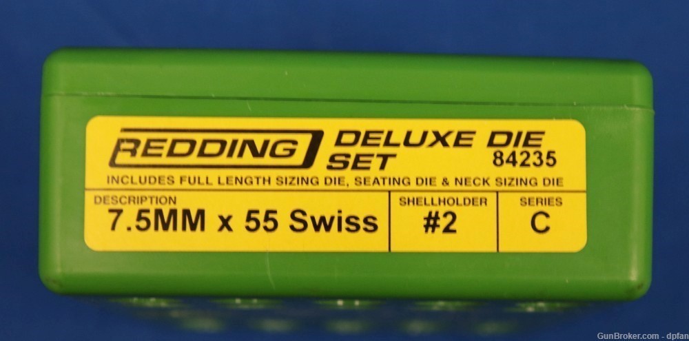 Redding 7.5mm x 55 Schmidt-Rubin Deluxe 3 Die Set For Bottleneck Cases NEW-img-0