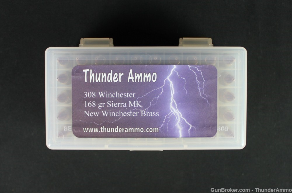 50 Rounds Thunder Ammo 308 Win 168 SMK Hollow Point Sierra Match King HPBT-img-3