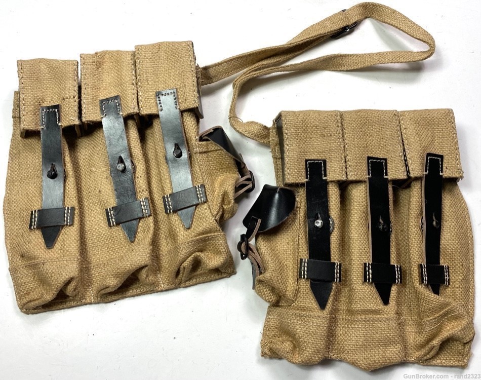WWII GERMAN MP44 STG44 AMMO POUCHES-LATE WAR, JUTE COTTON-img-0