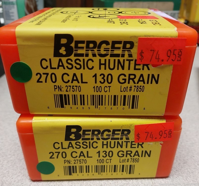 Berger .270 Classic Hunter 130gr bullets #27570, 2 boxes-img-0