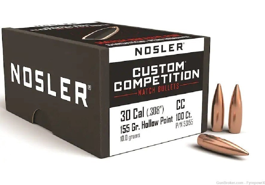 Nosler .308 155gr Custom Competition bullets, 3 boxes #53155-img-0