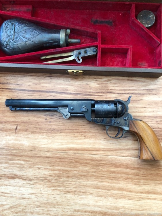 Cased Navy Arms Ridgefield NJ Colt 1851 Navy 36 Caliber Revolver -img-1