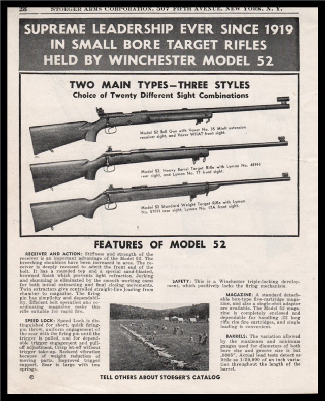 1948 WINCHESTER 52 Bull Heavy Standard PRINT AD-img-0