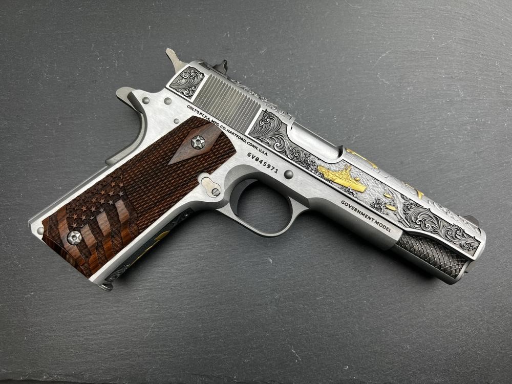 Colt 1911 Engraved Gold Plated D-Day Commemorative .38 Super by Altamont-img-16