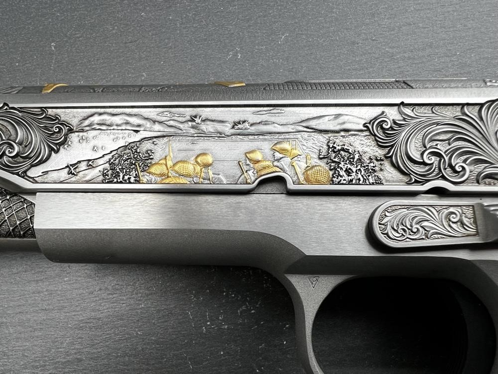 Colt 1911 Engraved Gold Plated D-Day Commemorative .38 Super by Altamont-img-2