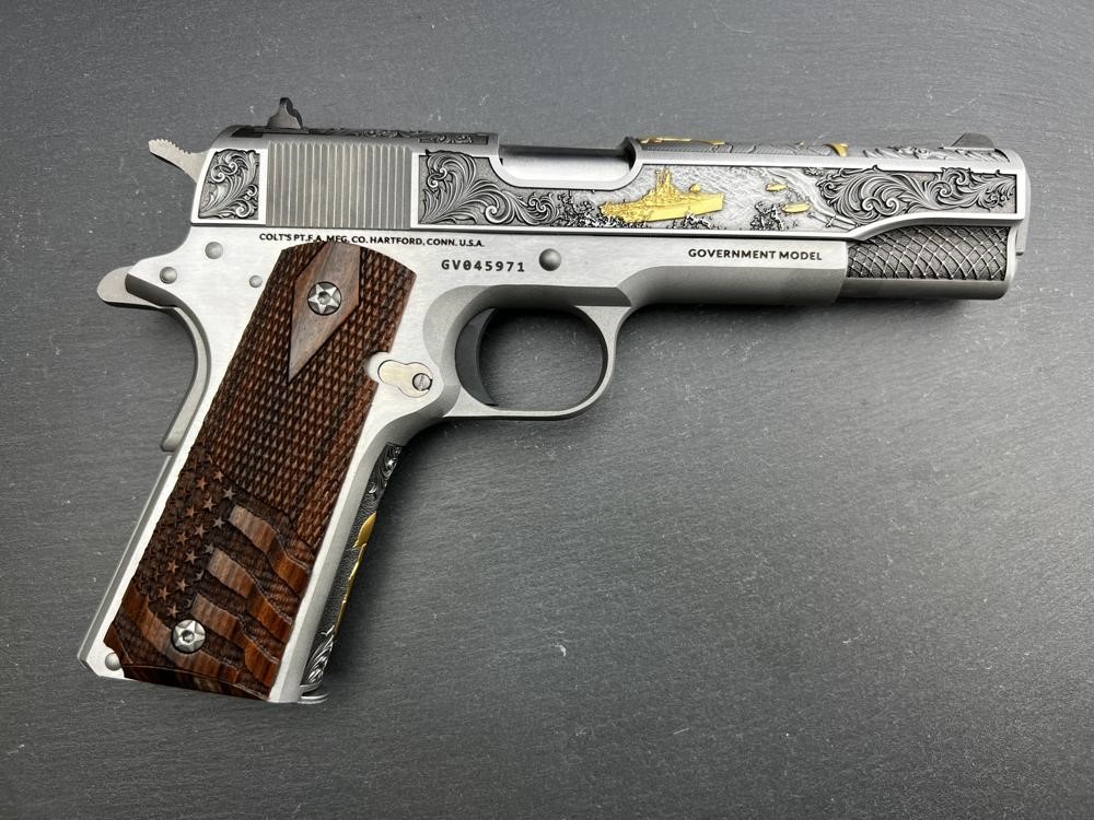 Colt 1911 Engraved Gold Plated D-Day Commemorative .38 Super by Altamont-img-6