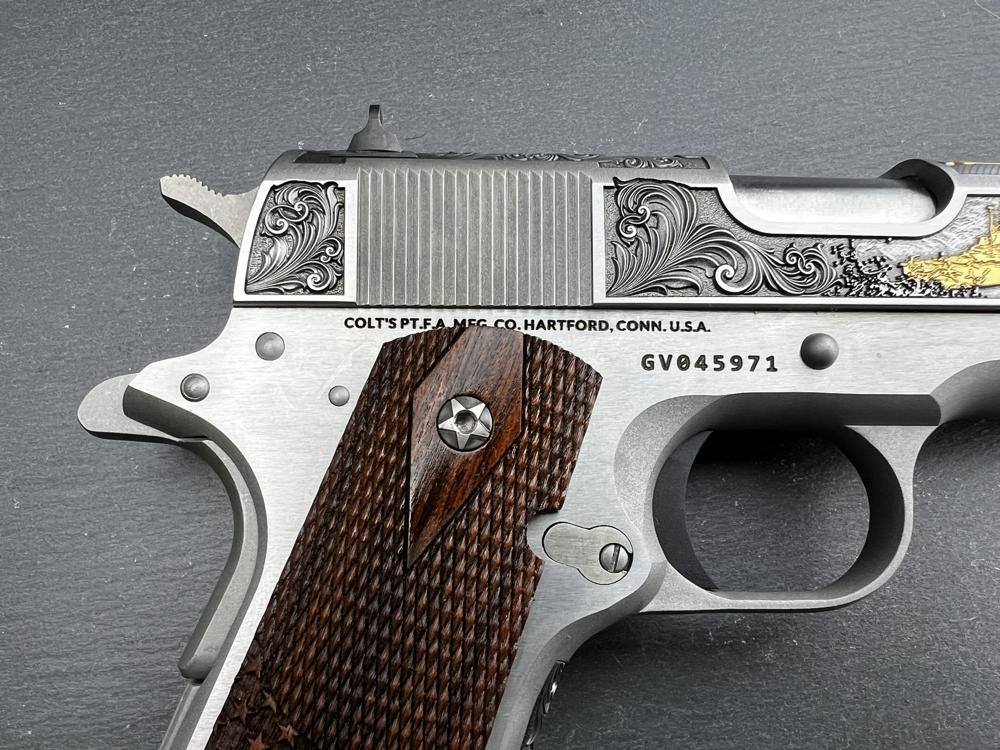 Colt 1911 Engraved Gold Plated D-Day Commemorative .38 Super by Altamont-img-9