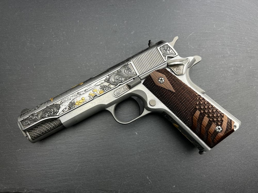 Colt 1911 Engraved Gold Plated D-Day Commemorative .38 Super by Altamont-img-15