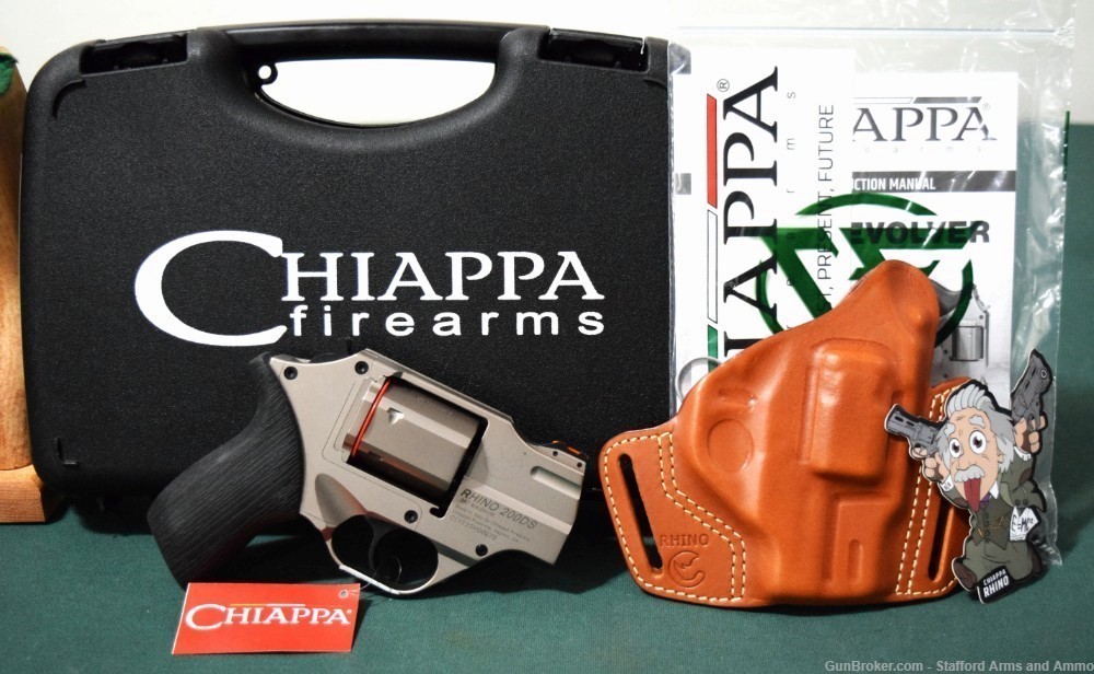 Chiappa RHINO 200DS 357 Mag 2" Nickel SA/DA Leather Holster CF340.218 NIB-img-0