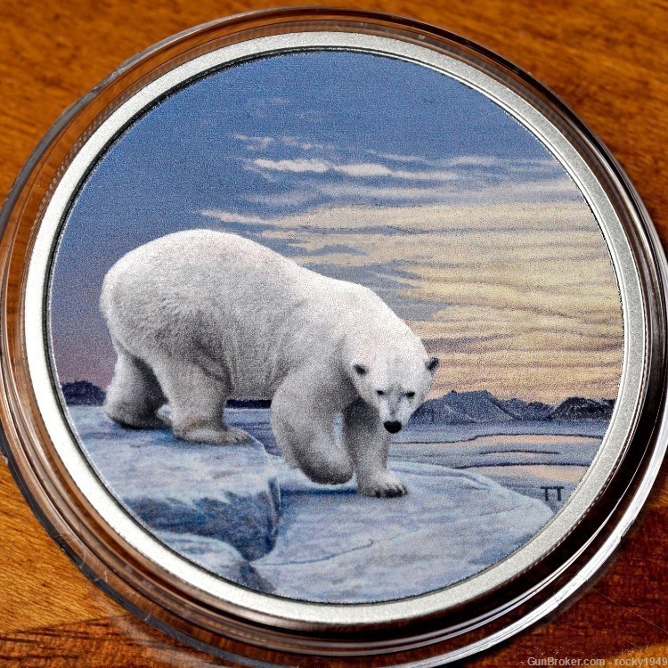 2018 -$30 - 2oz silver - Artic Animals - POLAR BEAR,  UV glow in dark -img-0
