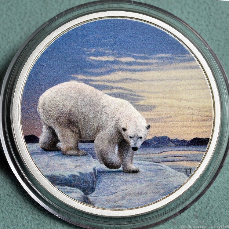 2018 -$30 - 2oz silver - Artic Animals - POLAR BEAR,  UV glow in dark -img-1