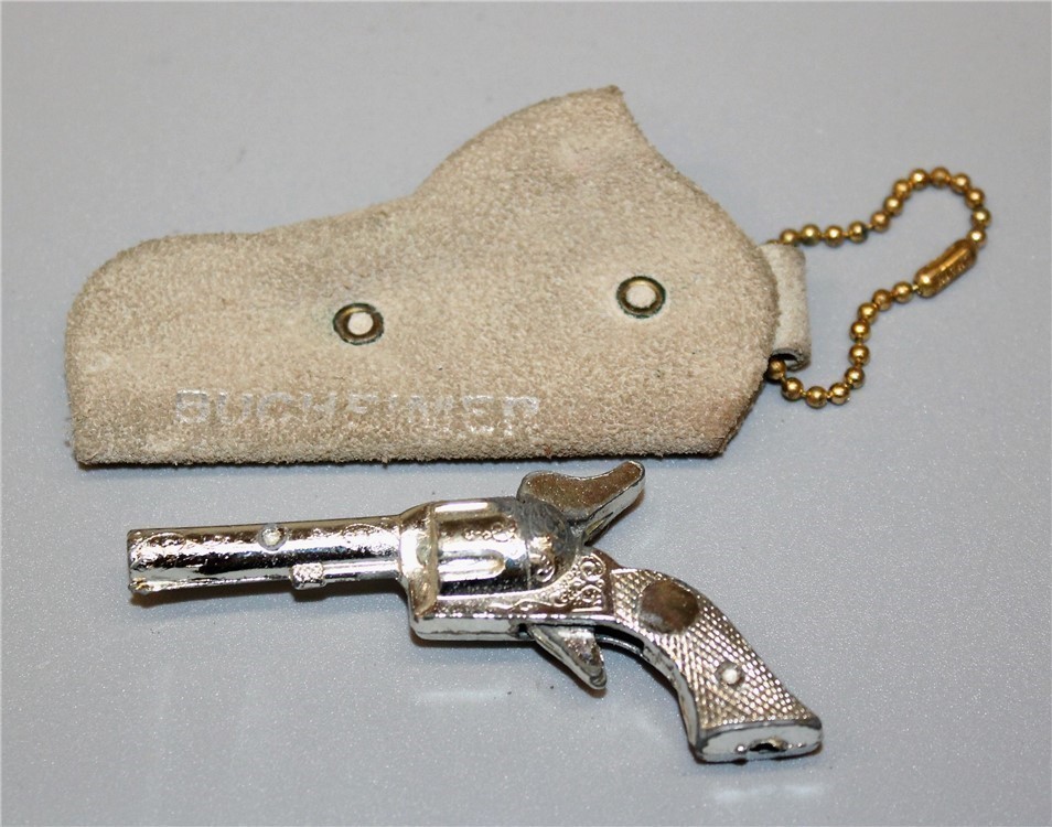 Mini Micro Toy Cap Gun in Bucheimer Leather Key Chain Holster-img-0
