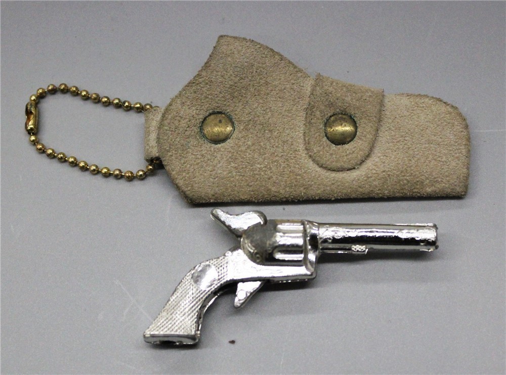 Mini Micro Toy Cap Gun in Bucheimer Leather Key Chain Holster-img-2