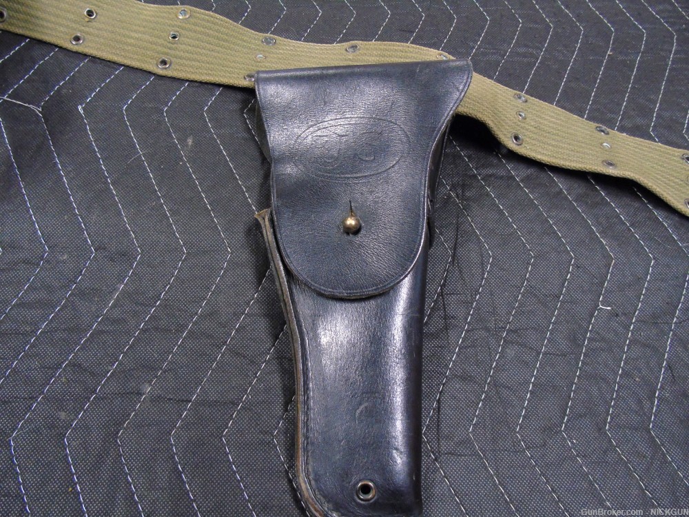 Vintage U.S. Web pistol belt with holster & magazine pouch.-img-5