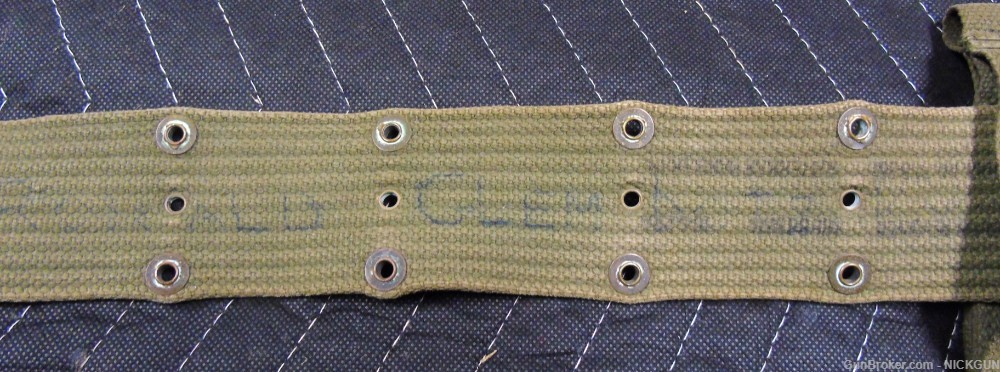Vintage U.S. Web pistol belt with holster & magazine pouch.-img-1