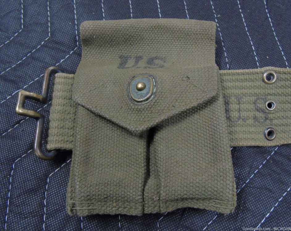 Vintage U.S. Web pistol belt with holster & magazine pouch.-img-6